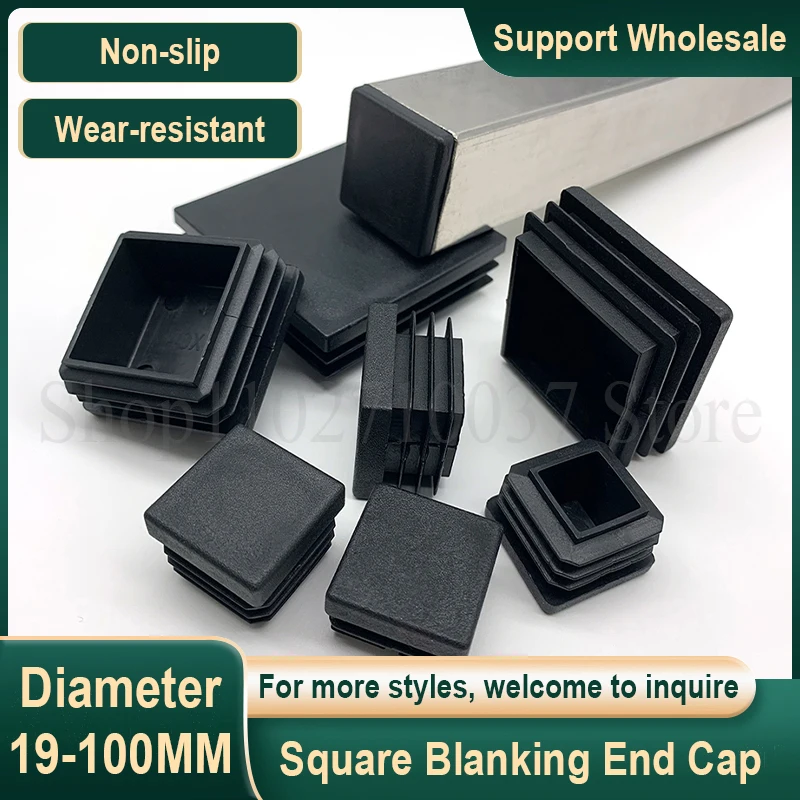 

Black Square Plastic Blanking End Cap Tube Pipe Inserts Plug Bung Insert Stopper Chair Table Feet Cap Anti Slip Wear-resistant