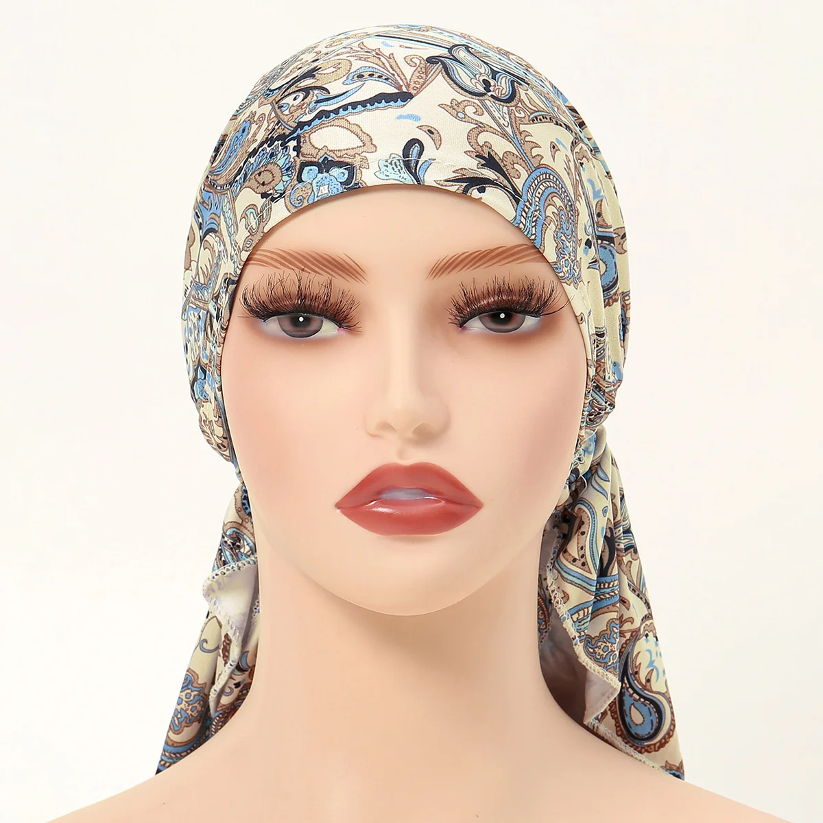 Newest Cashew Printed Hijab Headband Muslim Elastic Inner Hijab Beanie Hat Cap Women Instant Hijab Undercap Headscarf