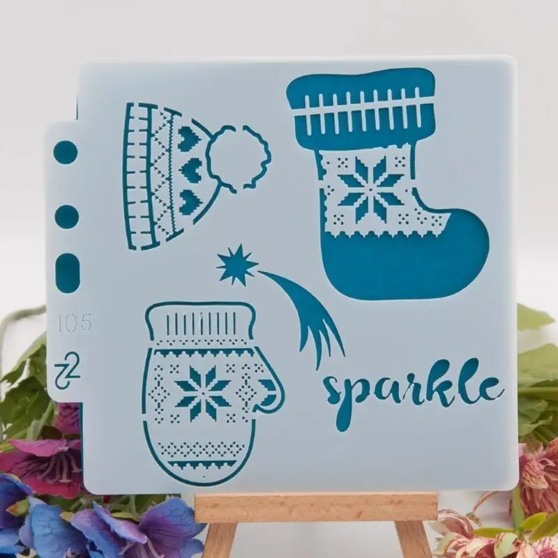 M5TB Exquisite Christmas DIY Spraying Drawing Loose-leaf Templates Portable Washable