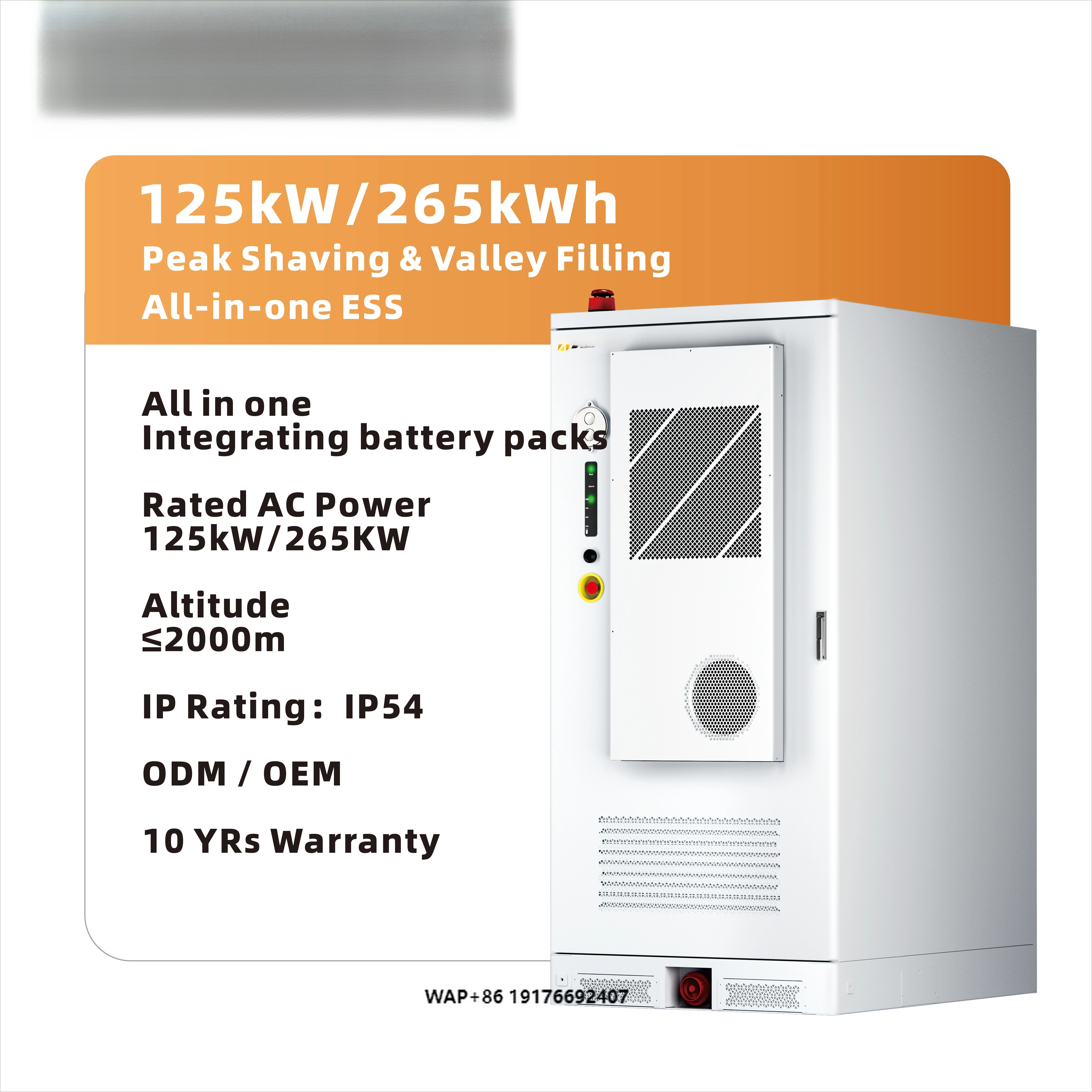 Industrial Commercial 50kwh Solar System Battery 100kwh 200kwh 265kwh Off-Grid Energy Storage Container Air Cooling Lifepo4