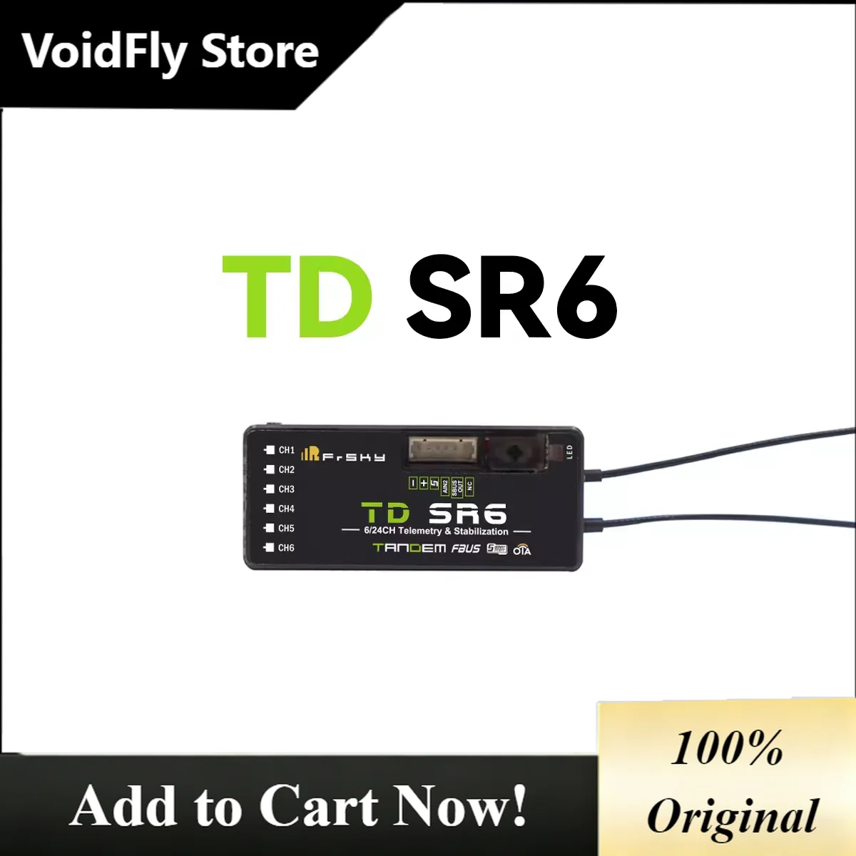 VoidFly  TD SR6 Receiver Tandem 2.4Ghz and 900Mhz dual-band built-in blackbox / 6CH PWM SBUS Out and FBUS/S.Port