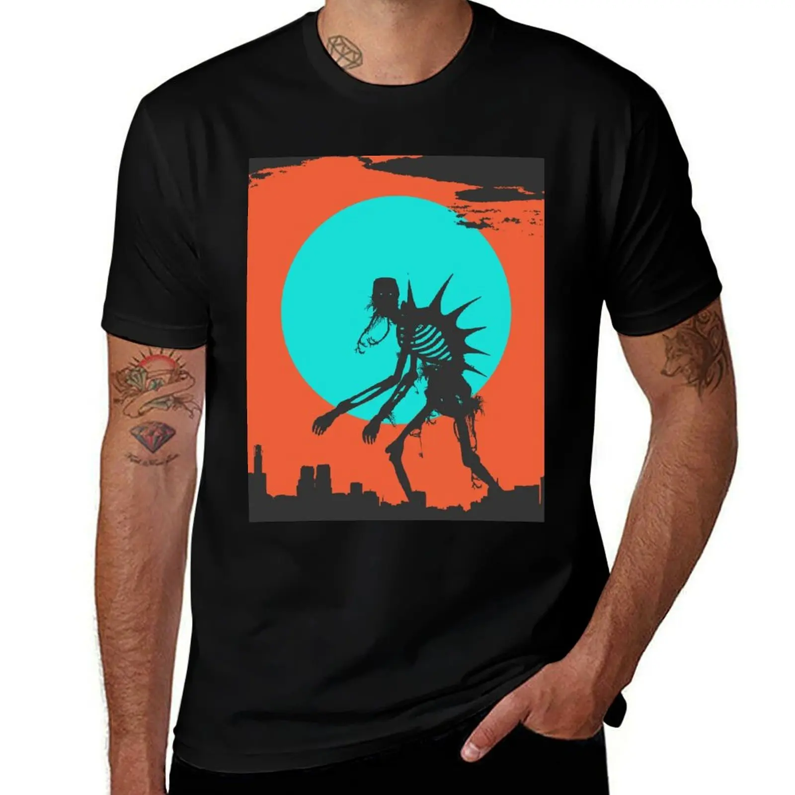 Kaiju Stroll T-Shirt Basic Crew Neck Short Sleeve Top T-Shirt
