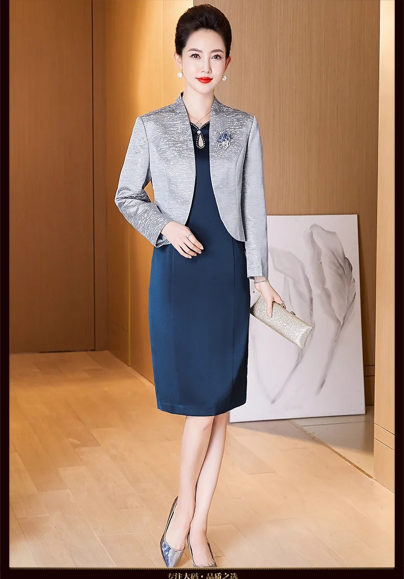 Lace Mother of the Bride Dresses Knee Length 2 Piece with Jacket Mother Dress High Quality Wedding Party Groom Mother Gown 2020