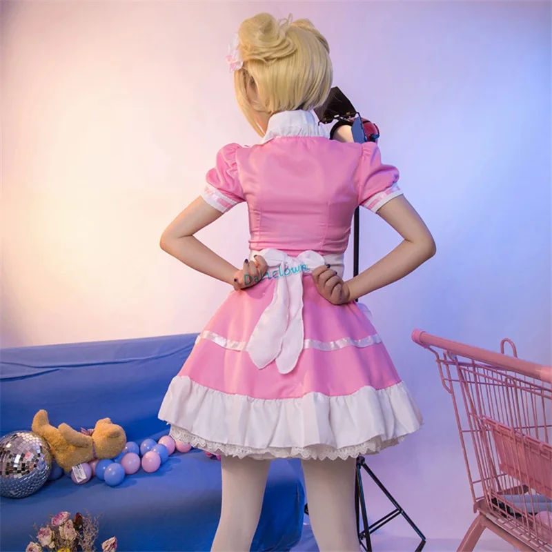 ss13Black Pink Maid Outfit Men Women Sweet Gothic Lolita Anime Cosplay Costume Apron Dress Uniform Plus Size Halloween Cos