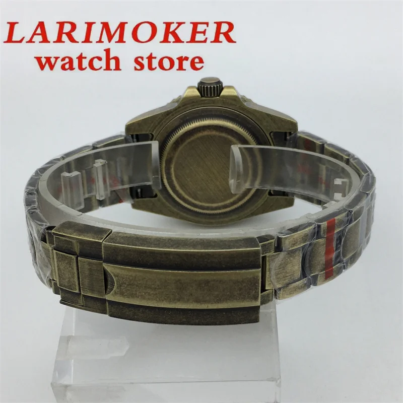 Heren Horloge 40Mm Duiken Automatisch Horloge Nh34 Gmt Letters Bronzen Oester Armband Keramische Lichtgevende Rand