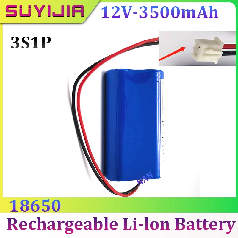 

18650 12V 3500mAh Rechargeable Li-ion Battery Pack 3S1P 12.6V 11.1V for Flashlight CCTV Camera GPS Searchlight Equipment Battery