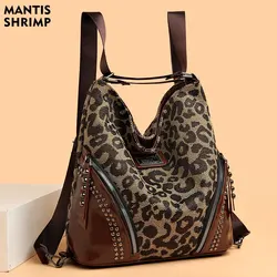 Women Bag Fashion Popular Leopard Print Multifunctional Backpack Women's 2022 Autumn Winter New Large-capacity Senior Backpack