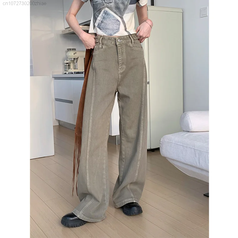 Vintage High Waist Straight Pants Loose Wide Leg Jeans Women\'s Spring Casual Denim Long Trousers Slim Pants Harajuku Streetwear