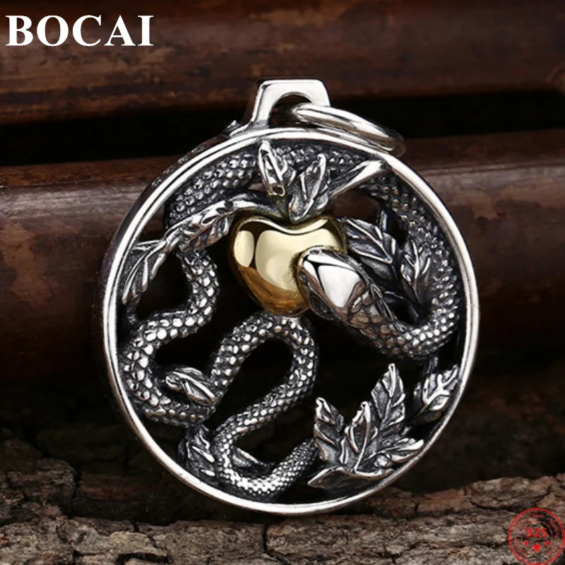 

BOCAI S925 Подвески из стерлингового серебра для женщин и мужчин, новая мода, полые змеиные сердца, цветы, круглые очаровательные ювелирные изделия в стиле панк, оптовая продажа