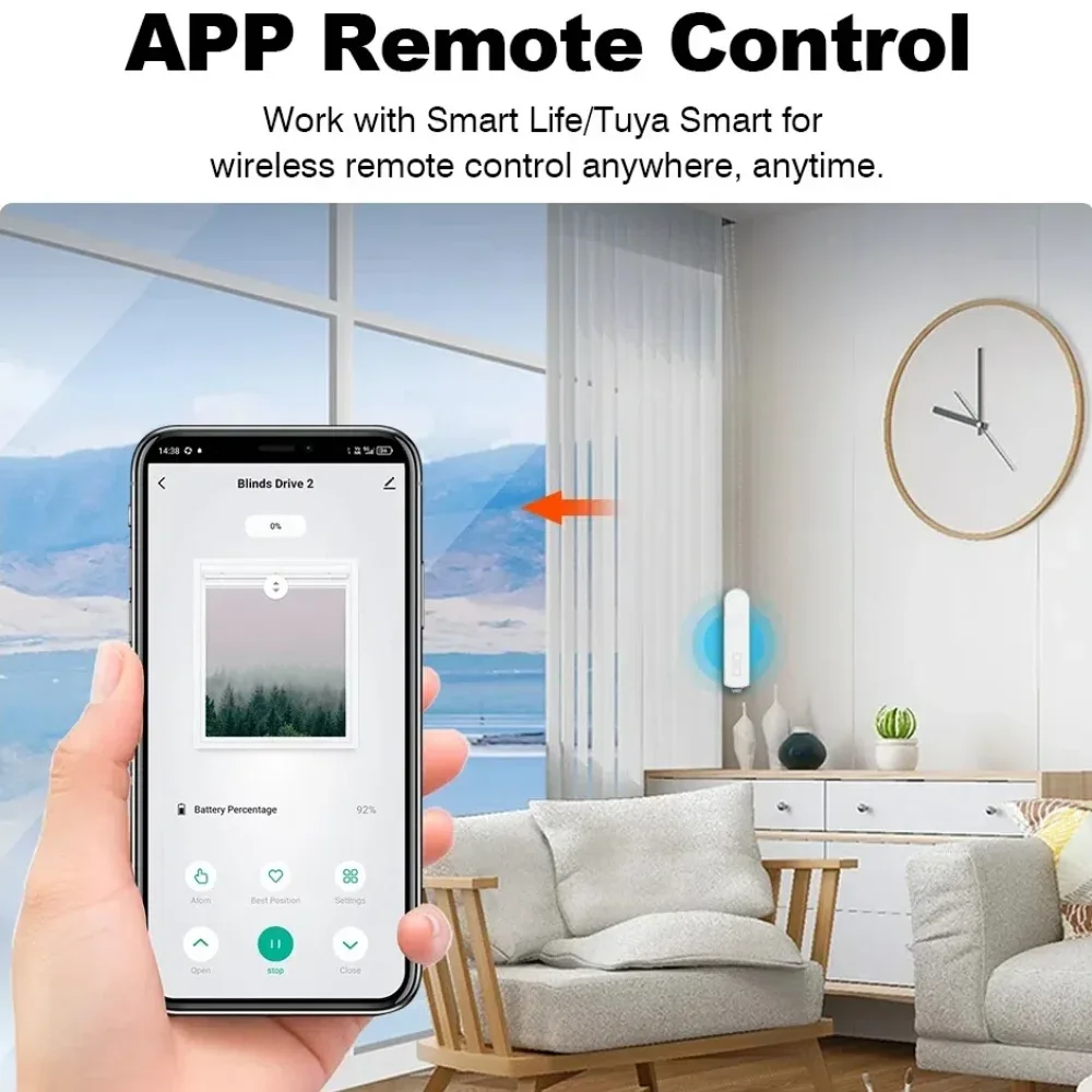 Tuya 스마트 블라인드 모터 Wifi 자동 전기 롤러 셔터 그림자 App 제어 리프팅 커튼 열기 닫기 드라이버