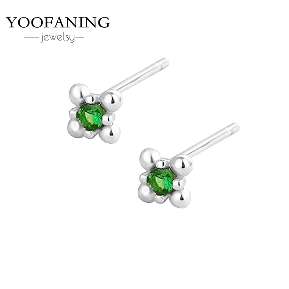 925 Sterling Silver Ear Needle Small Fresh High Grade Earrings Green Zircon Green Series Classic Earrings for Women Jewelry Gift view 2
