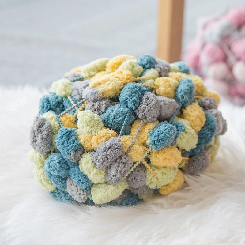 10Pcs150g/roll Colorful Pom-pom Yarn Soft PomPom Rainbow Chunky Yarn DIY Hand Knitting Crochet Braided Blanket Mat Cushion