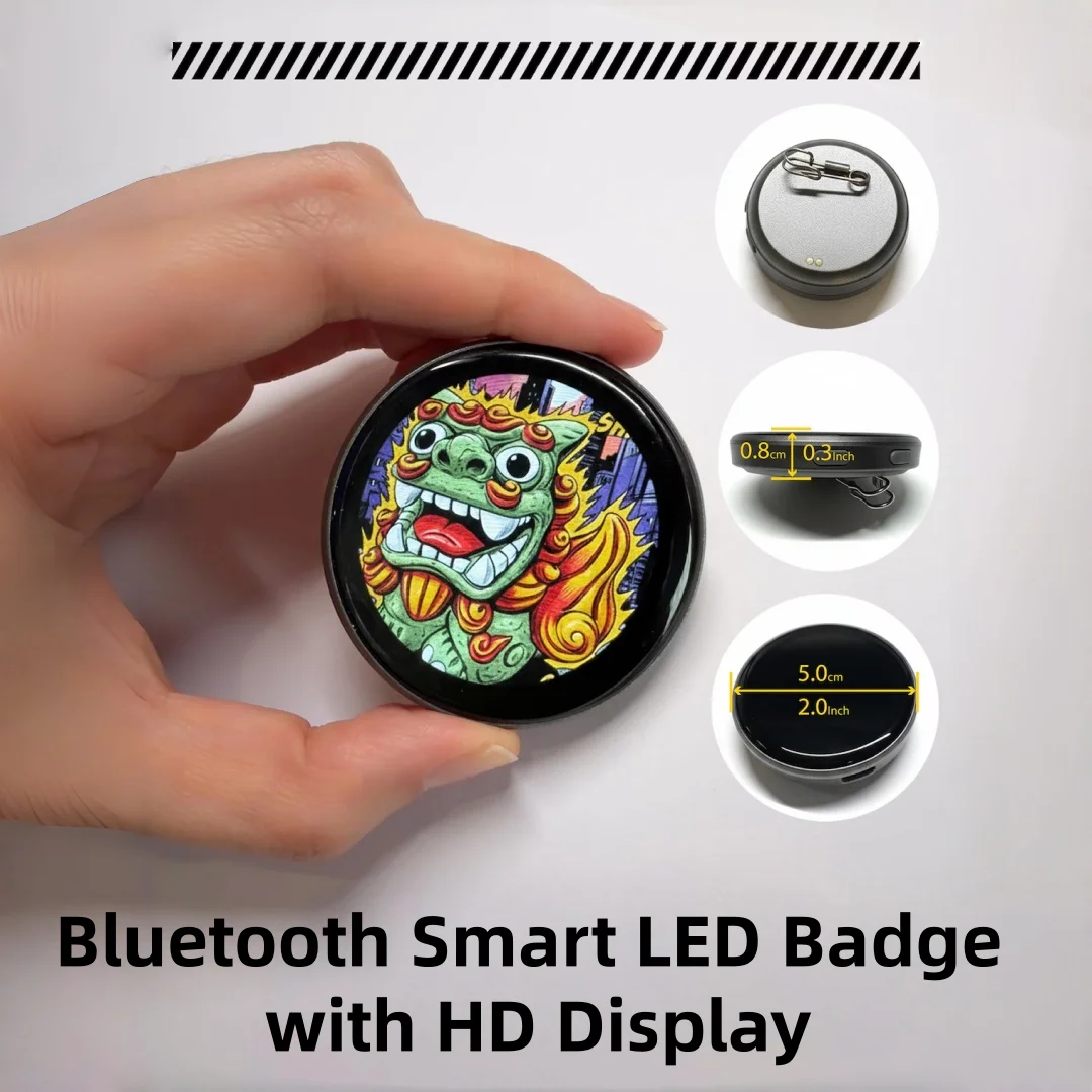 Anime E-Badge Display Pin 1.7 Inch Touch Screen LED Button Collectible Cyber Dynamic Gift for Otaku Fans And Friends