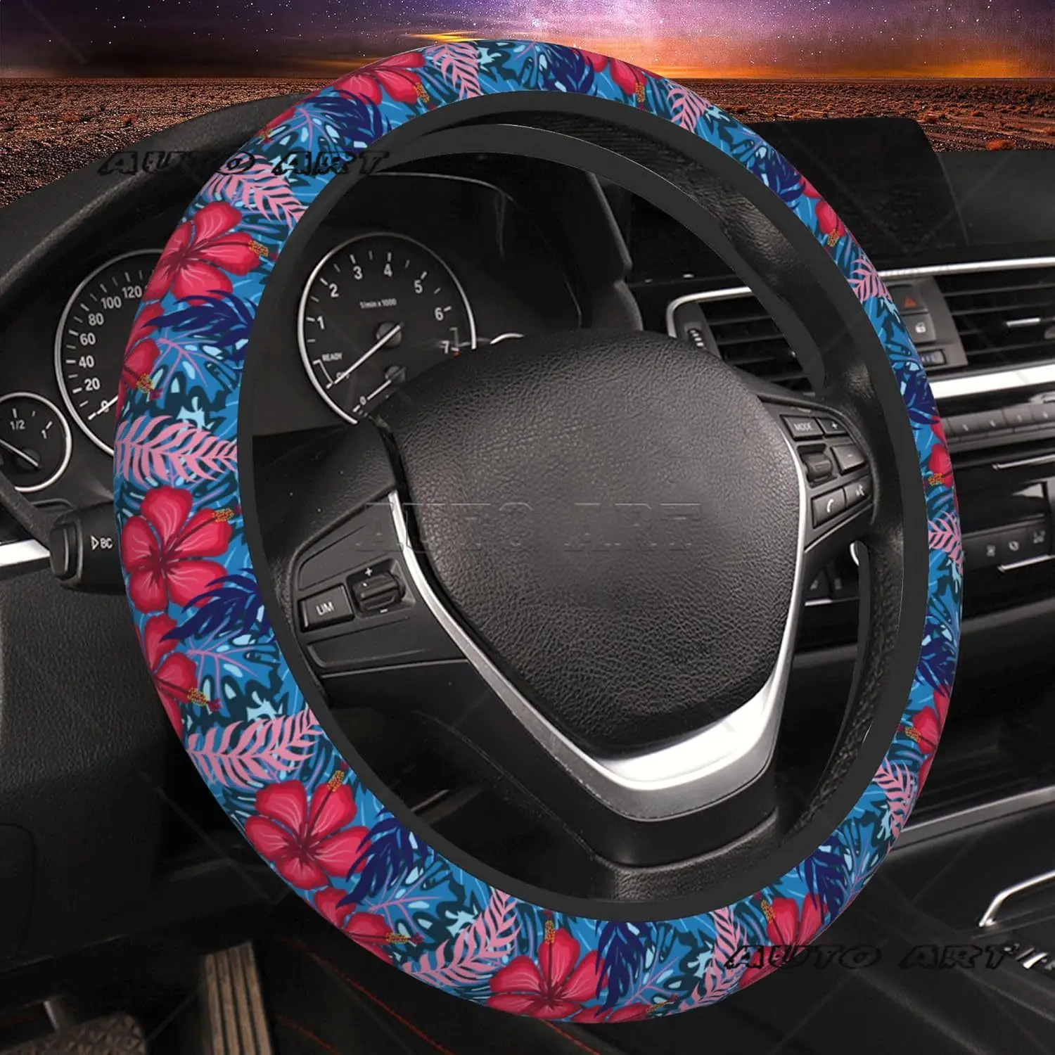 

Чехол на руль с цветком тропического гибискуса, противоскользящие автомобильные аксессуары, универсальная защита рулевого колеса
