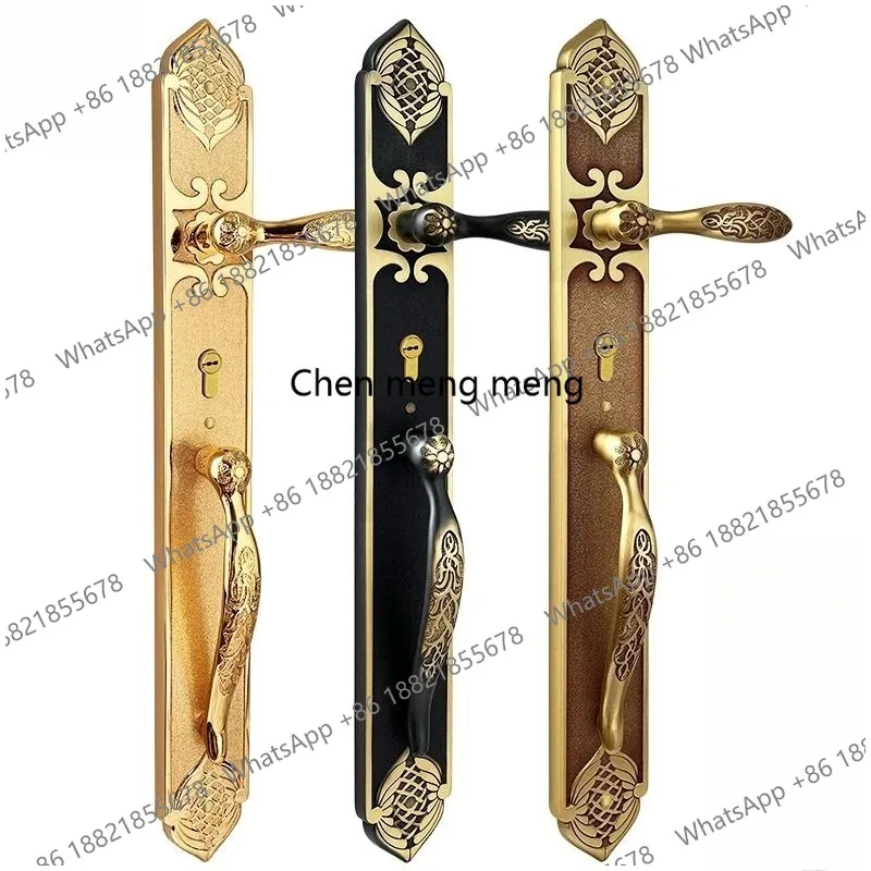 Luxury villa door lock double open door handle universal brass lock