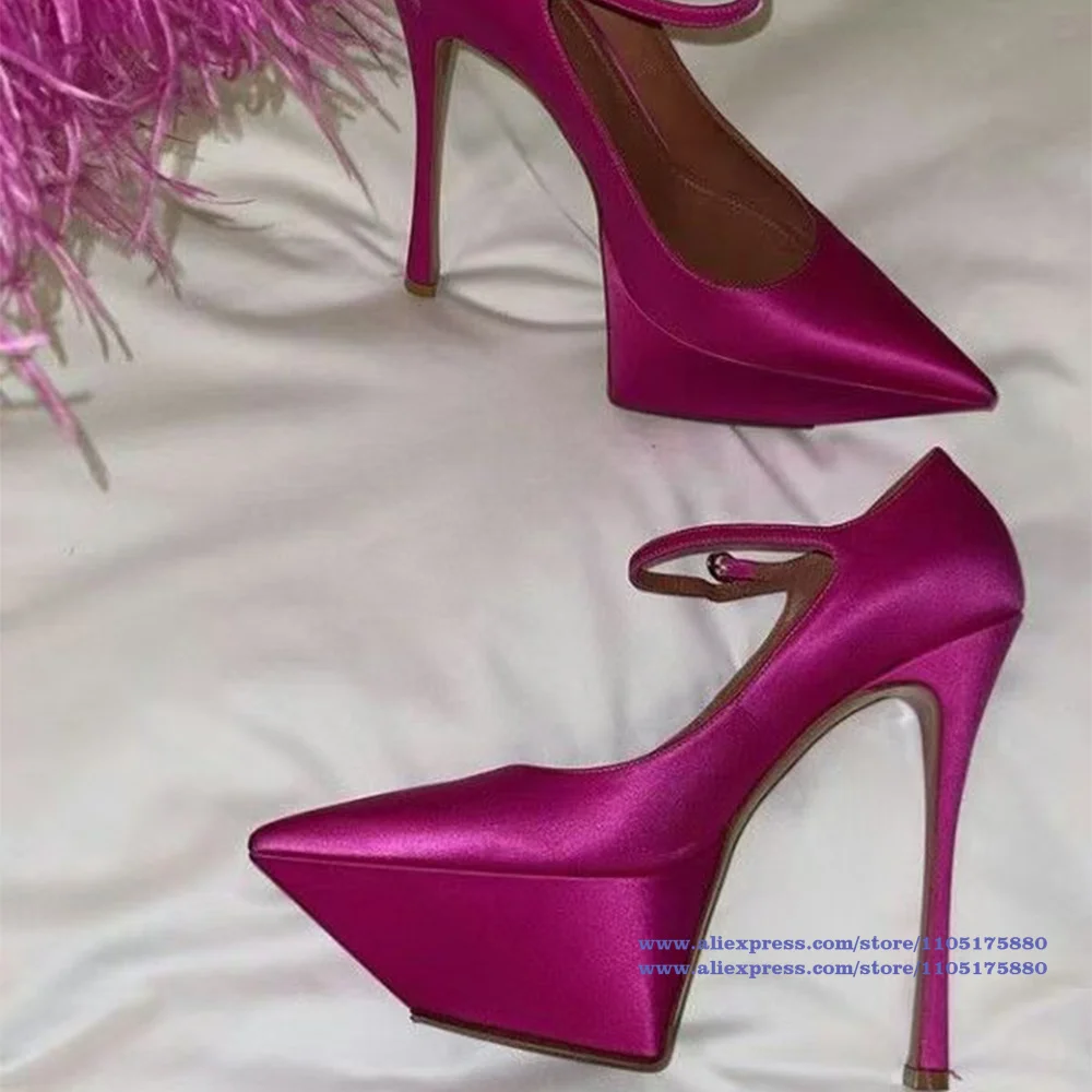 منصة الكاحل أبازيم الأشرطة الصنادل مدبب تو عالية الكعب مضخات مصمم النساء فستان أحذية الحفلات Sandalias De Mujer Verano #4