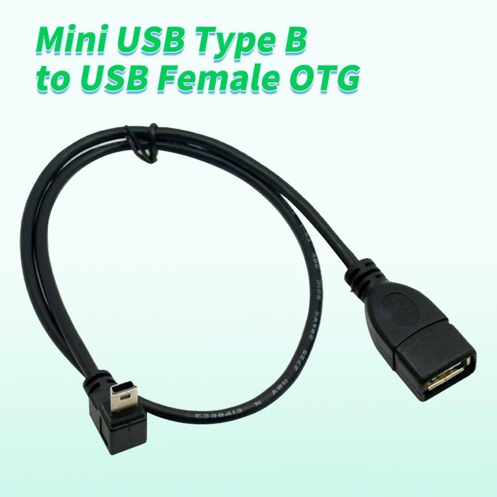 2pcs 90 Degree Up & Down Angled Mini USB Type B to USB Female OTG Cable 10cm 25cm 0.1m 0.25m for Tablet