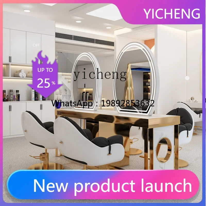 X5-2  hair salon special hair salon mirror stainless steel marble studio dressing table