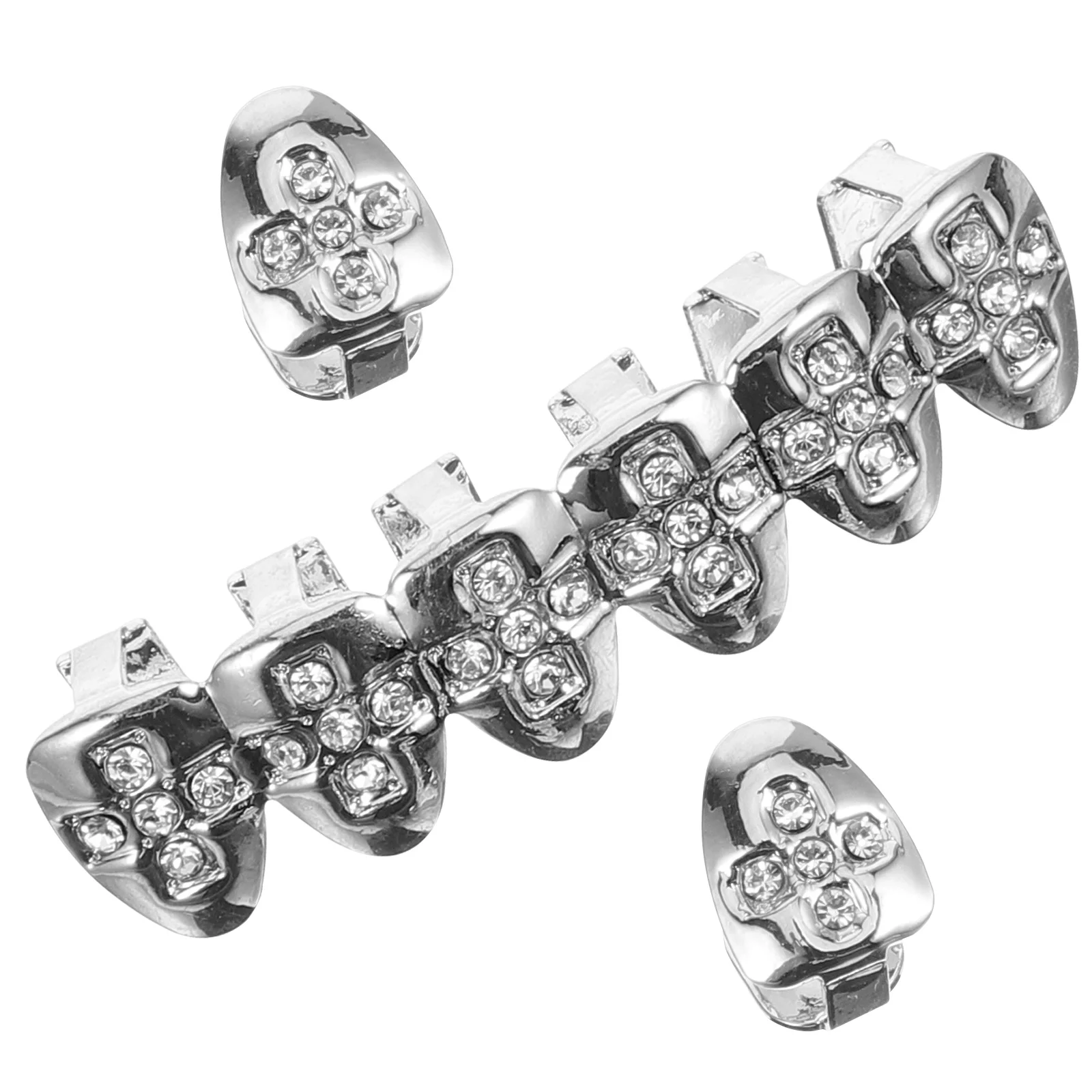 1 مجموعة شوايات الأسنان المعدنية الهيب هوب نمط مطلي الذهب الفم شواء للحزب تأثيري مغني الراب اكسسوارات مجوهرات الأسنان الزخرفية