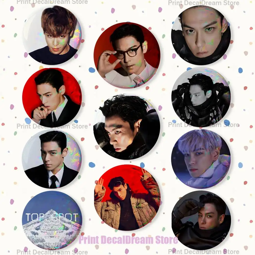 

For T-Top C-Choi Seung hyun 2026 Badges Creative Tinplate Button Pins Brooch Creative Quotes Badge Clothes Backpack Jewelry Gift