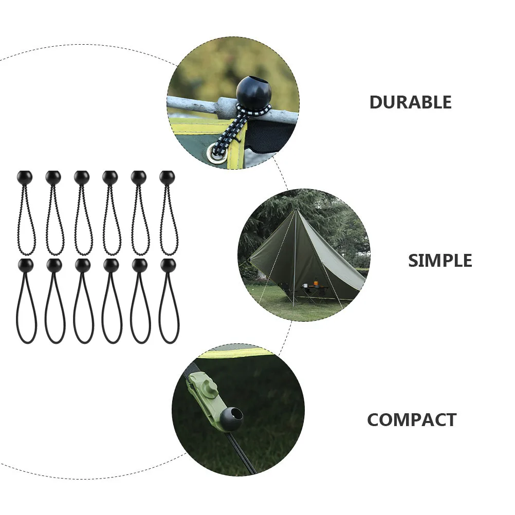 

12pcs Tent Clips Fixed Ball Clamps Heavy Duty Tarp Small Bungee Cords Camping Sailing Outdoor Gear Storage Strap