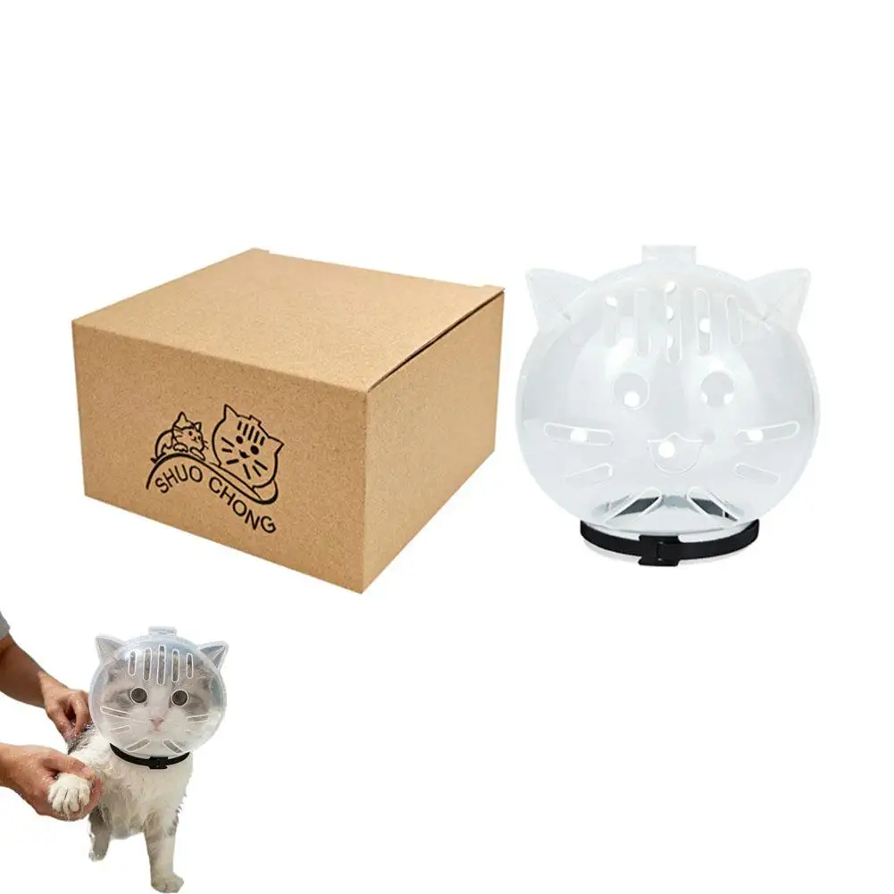 Transparenter Katzen-Schutzhaube, Anti-Biss, atmungsaktiv, Katzen-Pflegehelm, Maulkorb für Nageltrimmen, Baden und Pflege – Detail 17