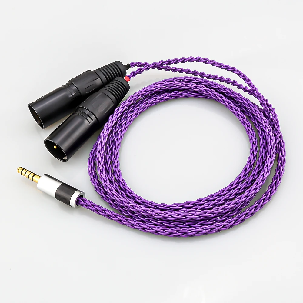 Wysokiej jakości 8 rdzeni posrebrzane 4.4mm zrównoważone przejście ze złącza męskiego na podwójne 2x 3pin XLR zbalansowany męski Adapter Audio Cable