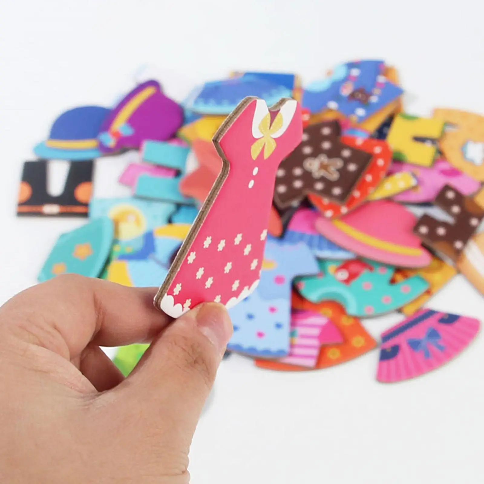 Wooden Dress up Puzzles Durable Learning Activities Drying Clothes Matching Game Pretend Play for Boys Girls Kids Gifts