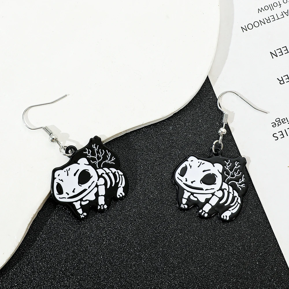 Funny Cartoon Skeleton Bulbasaur Fashion Jewelry Cute Anime Halloween Ornament Accessory Gift for Fans