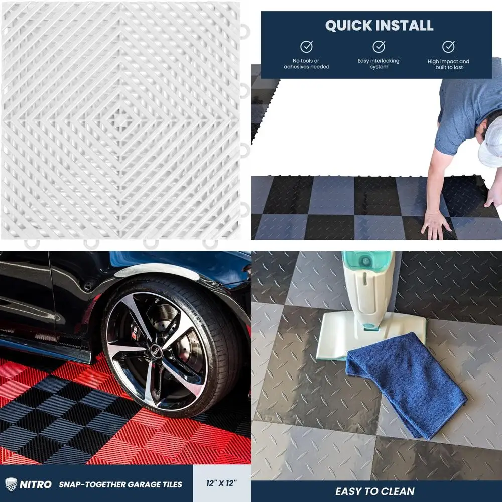 Non-Slip 12x12 Interlocking Plastic Garage Floor Tiles for Garage Organization and Safety