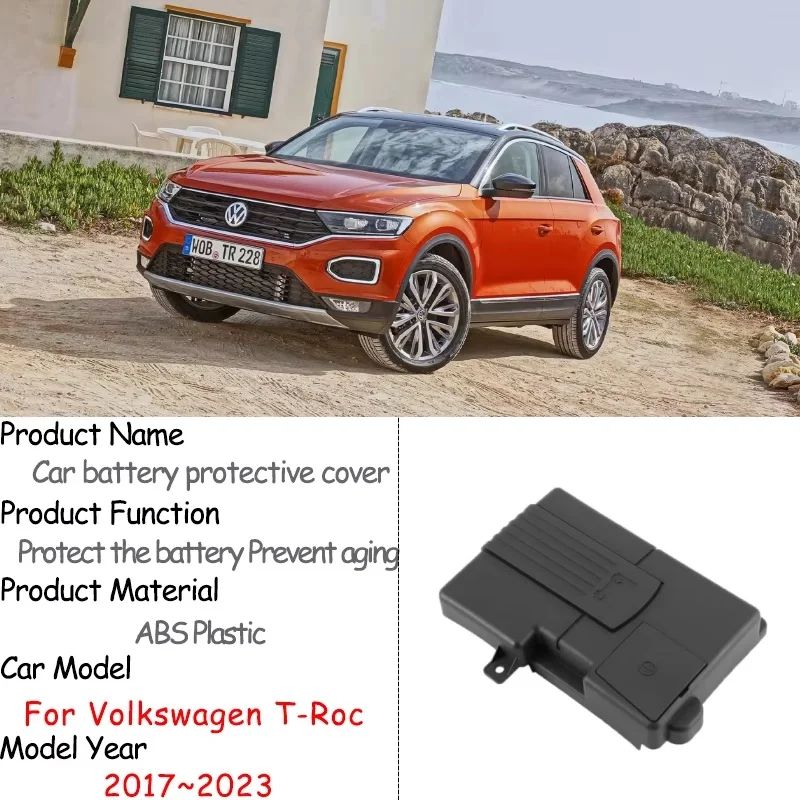 For Volkswagen VW T-Roc TRoc T Roc Accessories 2017~2023 Car Battery Cover Protective Flame Retardant Engine Box  2018 2019 2022