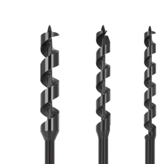 Four Wood Auger Drill Bit Manual Carbon Steel Self Tapping Spiral For Outdoor Camping Woodworking Survival Tool Black