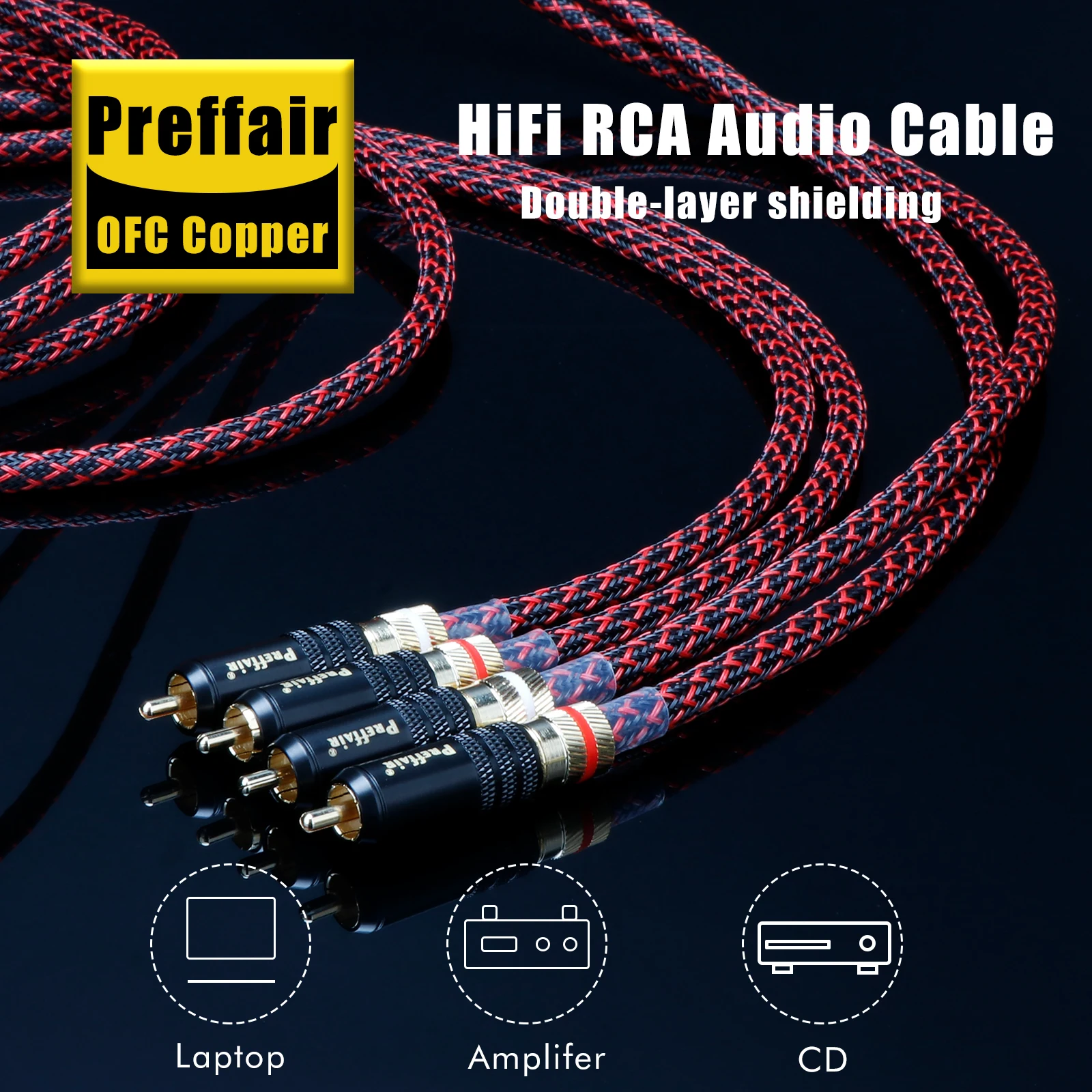 Pair 2RCA Signal Cable RCA Audio Cable with Gold Plated connector For CD Amplifier decoders DUAL RCA SIGNAL LINE