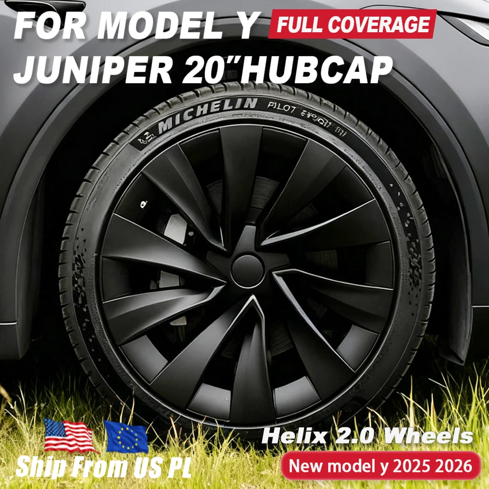 4PCS Wheel Cover 20 Inch for Tesla Model Y Juniper 2025 2026 HubCap Performance Replacement Helix 2.0 Full Rim Car Accessories
