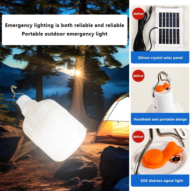 

Hanging Solar Light IP65 Waterproof Emergency Sunlight Powered Lamp Outdoor Camping Tent Lights LED Solar Lamp