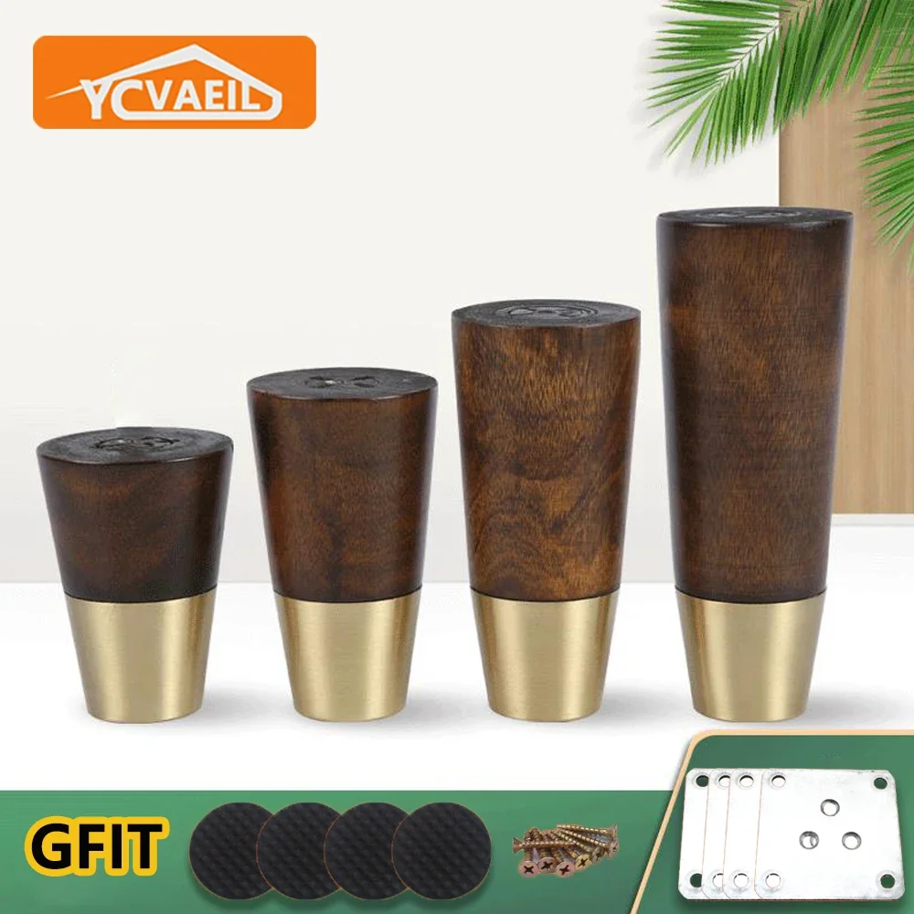 4pcs Solid Wood Table Legs for Furniture Wooden Sofa Chair Foot Bed Cabinet Support Hardware Replacement Dressers Desk Wood Legs