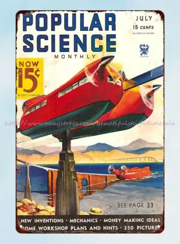 popular science Twin Amphibian Cars For Monorail metal tin sign art online