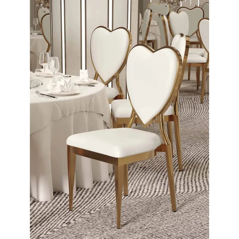 Romantic Wedding Chair Elegant Silver Dining Chair Light Luxury Party Hotel Chair  Love Dressing Soft Stool Hall Ceremony Stool view 4