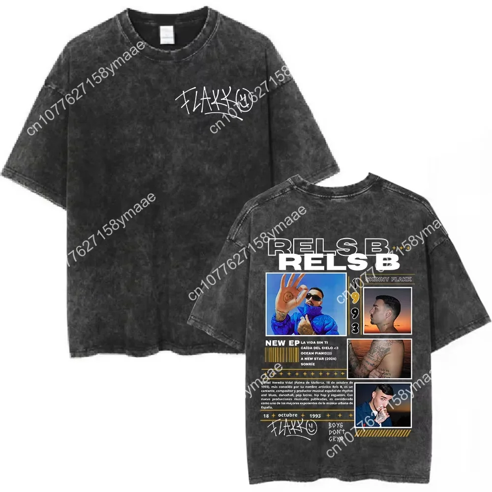 Washed Vintage Rels B Flakk Skiny Flakk Smile T-shirt Boys Don't Cry Letter Graphic T-shirts Men Women Women Casual Oversized T