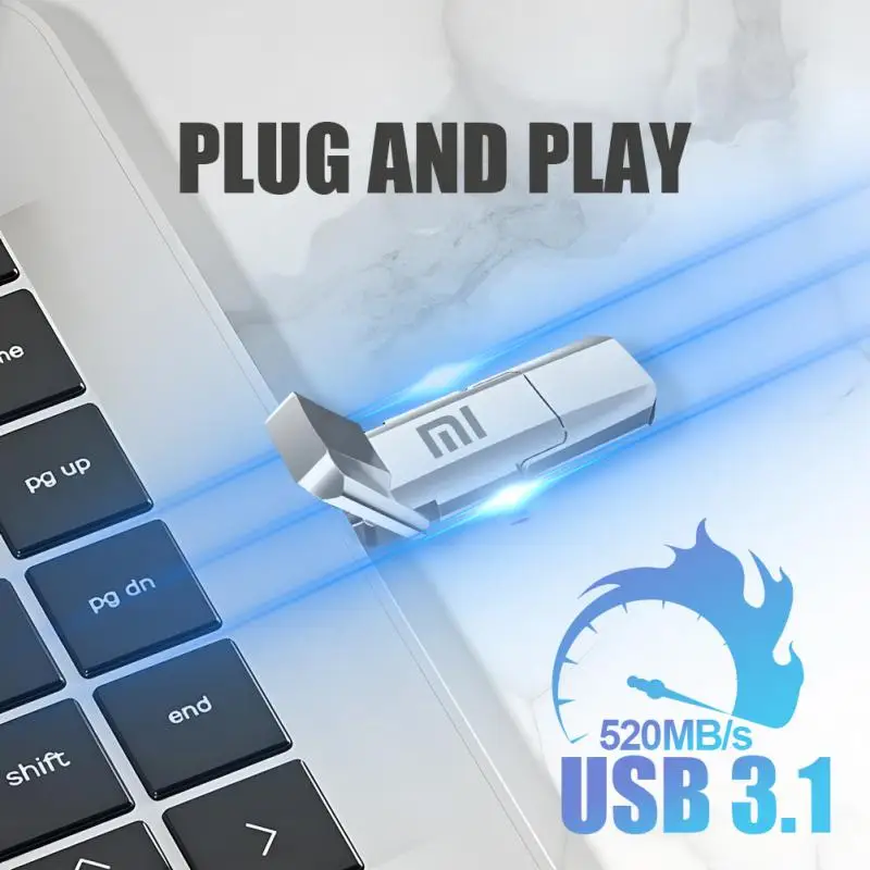 샤오미 메탈 U 디스크, 2 in 1 OTG 1024GB 64GB 플래시 드라이브, USB 3.1 512GB 256GB 펜 드라이브, 메모리 스틱 C타입 어댑터 선물, 2TB, 신제품