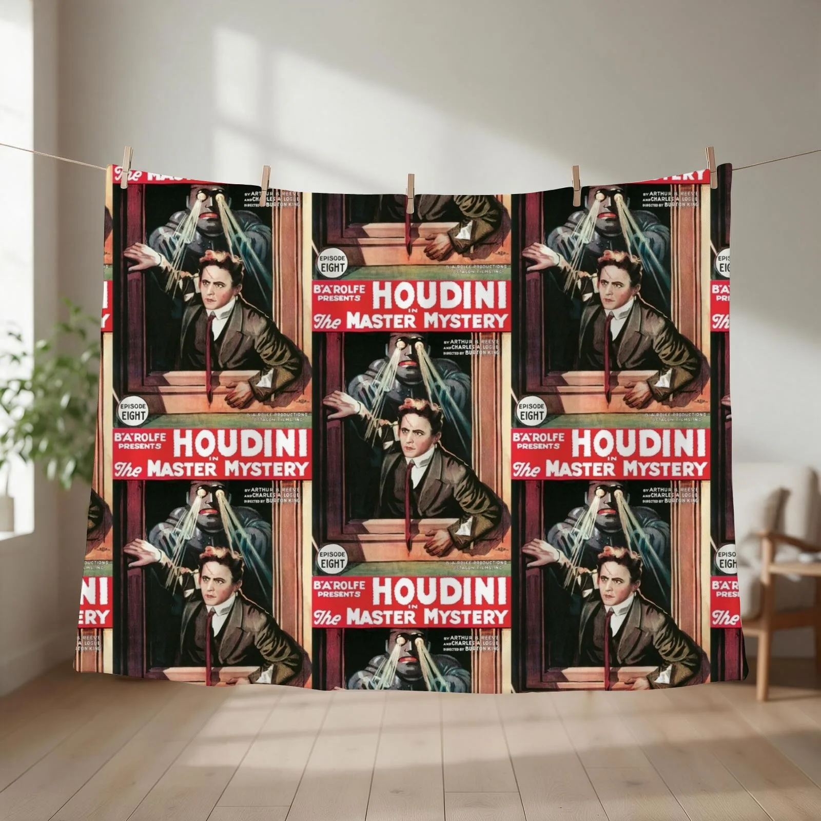 Vintage Movie Poster - Harry Houdini in The Master Mystery (1919) Throw Blanket