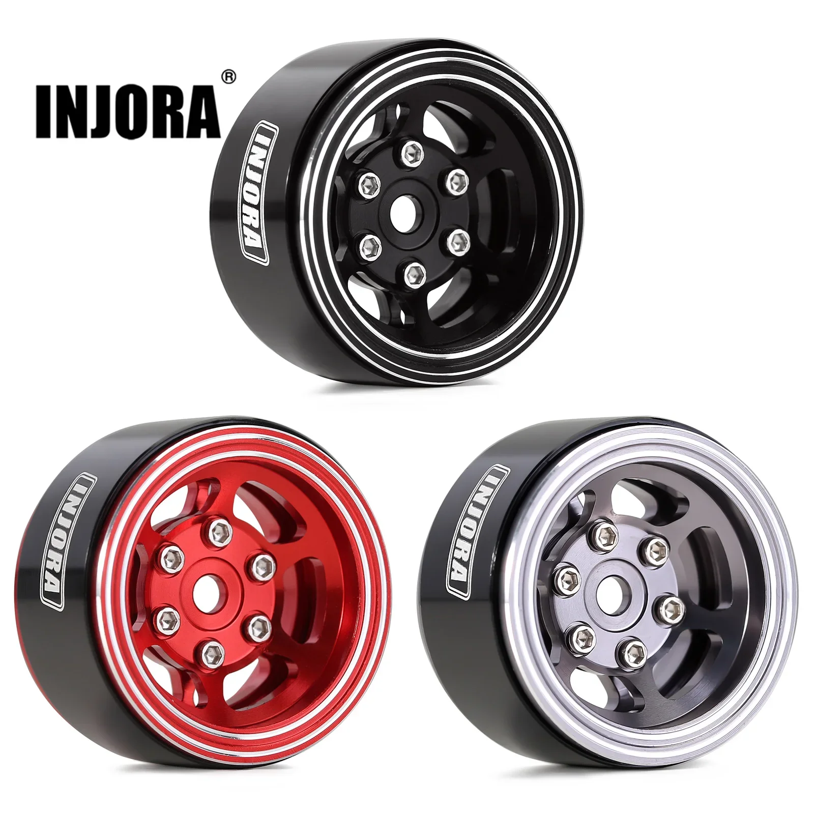 INJORA CNC Aluminum 1.0 Beadlock Wheel Rim for 1/24 RC Crawler Car Axial SCX24 FMS FCX24 AX24 TRX4M Upgrade (W1006)