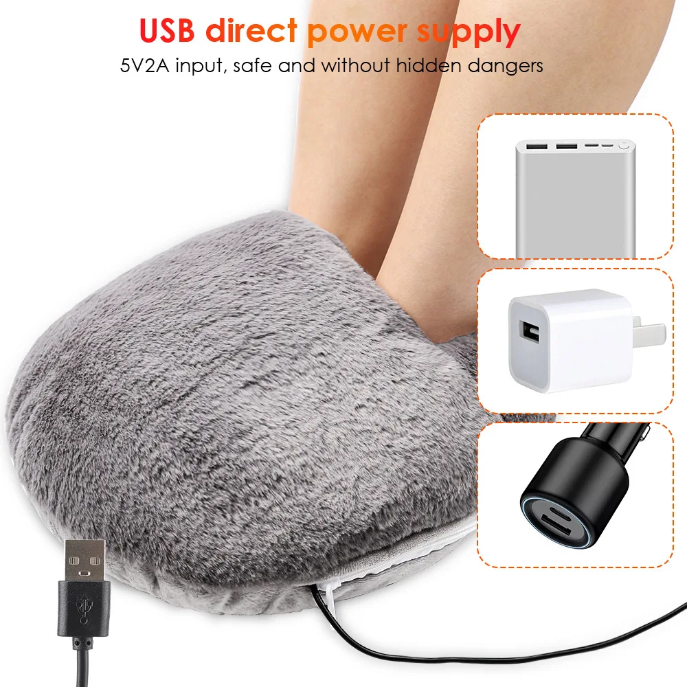 

USB Heated Foot Warmer, Electric Plush Warming Slippers for Indoor/Office Use