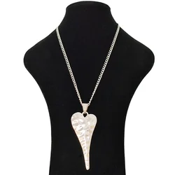 1 x Tibetan Silver Large Hammered Heart Pendant Necklace Jewelry on Long Link Chain Lagenlook 34