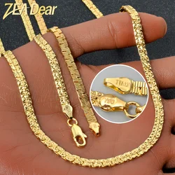 2024 Fashion Copper Necklace Luxury Dubai Gold Plated Jewelry Bridal Wedding Neck Chain Women Accessories Christmas Gift