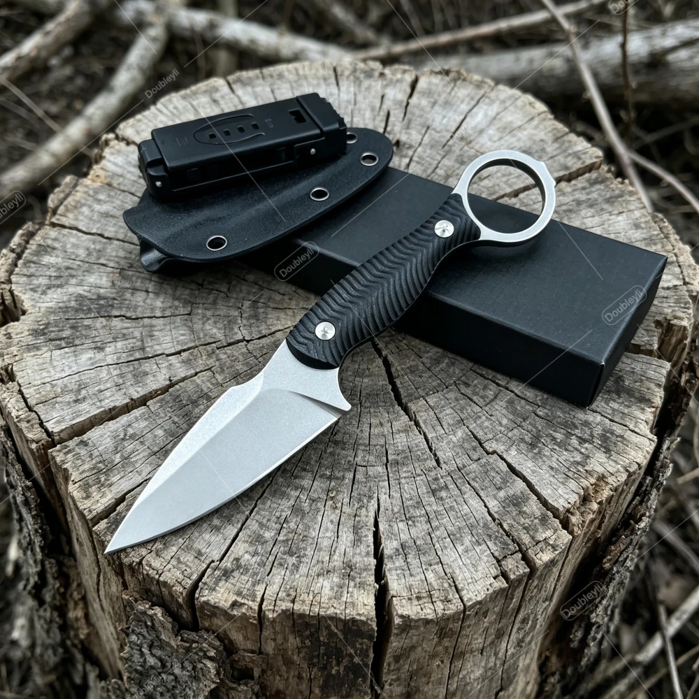 Portable Outdoor Straight Knife with K Sheath G10 Non-Slip Handle EDC Cutting Tool Kitchen Meat-Cutting Knife Jungle Hiking Tool