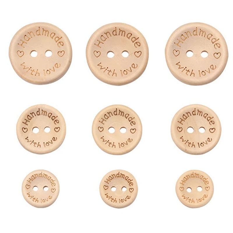 140Pcs Multi-Size Natural Color 2 Hole Wooden Buttons Handmade Sewing Accessories Buttons Decoration Button for Clothes