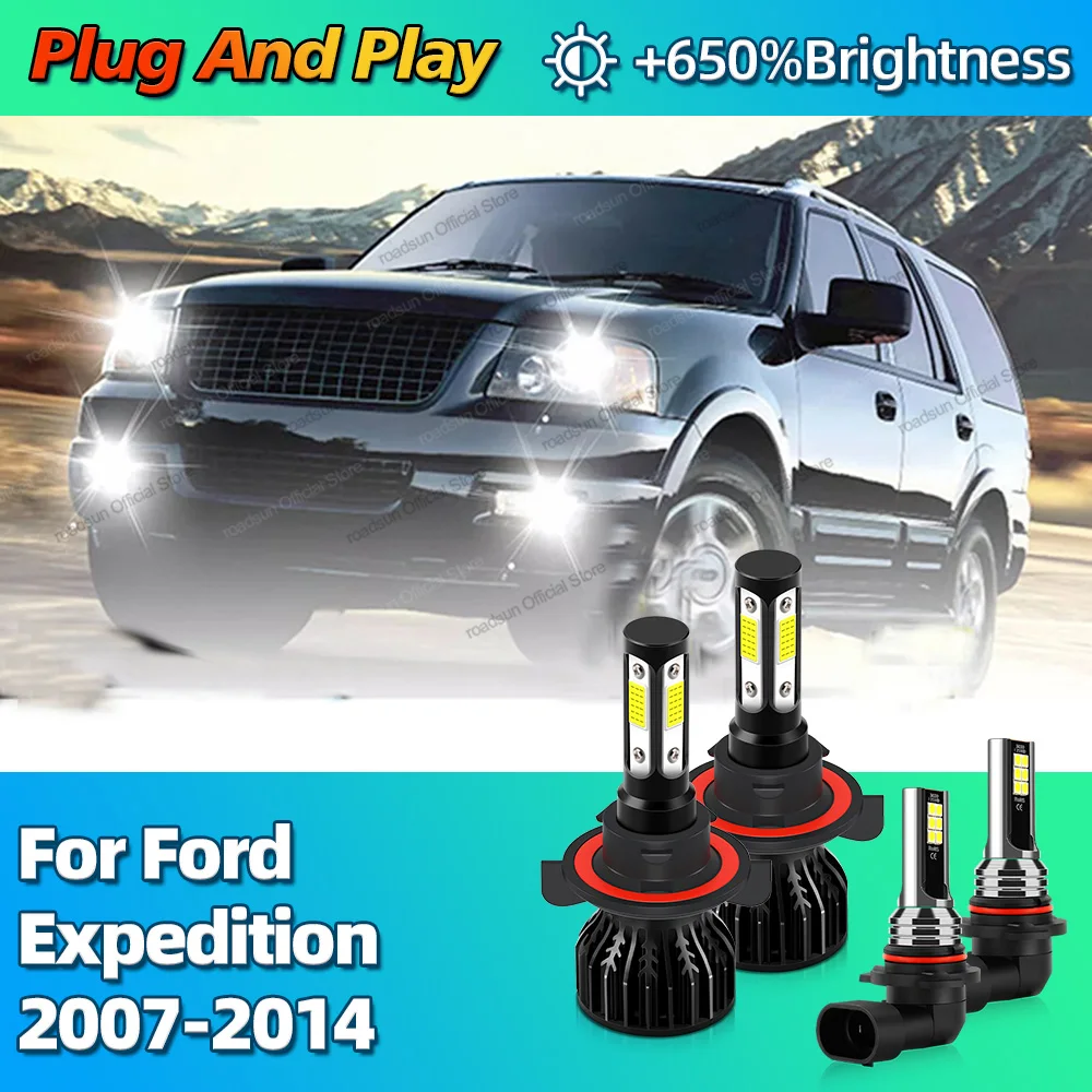 

2/4 шт. 30000LM светодиодные фары H13 9008 автомобильная лампа 9145 противотуманные фары Canbus для Ford Expedition 2007 2008 2009 2010 2011 12 132014