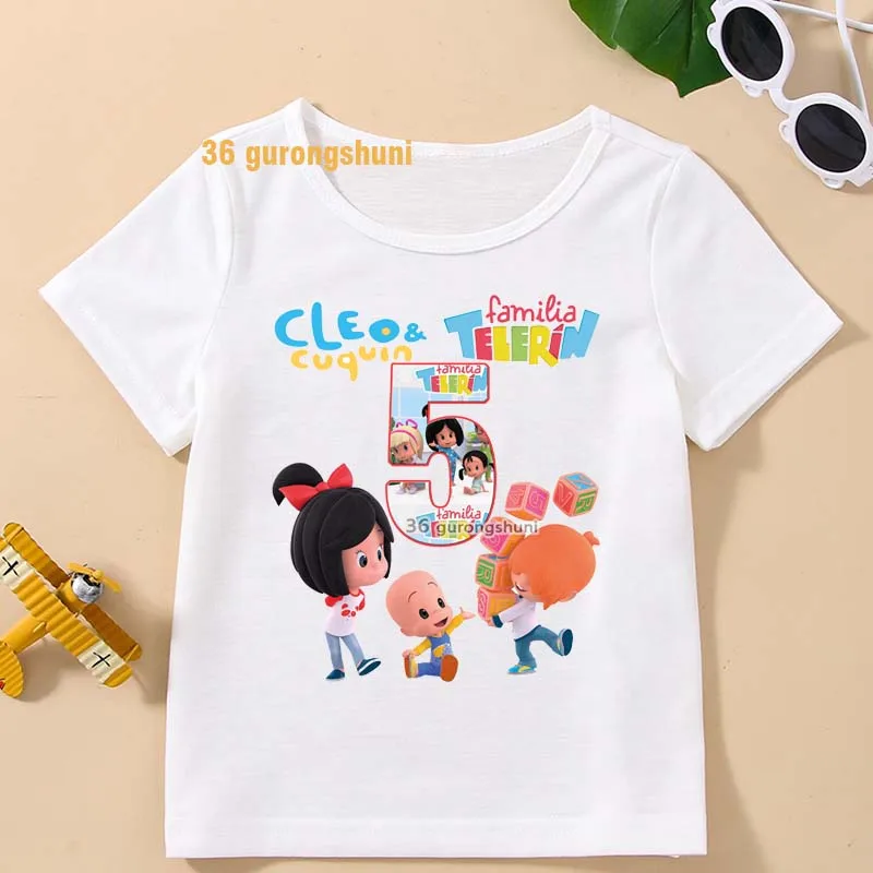 T Shirt For Girls Clothes Boys Cleo And Cuquin Children Tshirt Girl summer tops Familia Telerin Graphic T Shirts Kids clothing