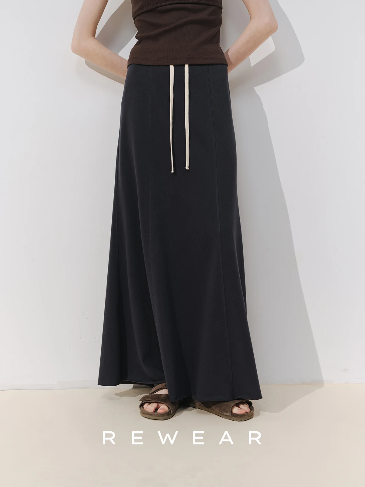 

Юбка-полусолнце REWEAR с высокой талией, облегающая, из хлопка, с эффектом потертости, с драпировкой и объемным разрезом, женская, модная, элегантная